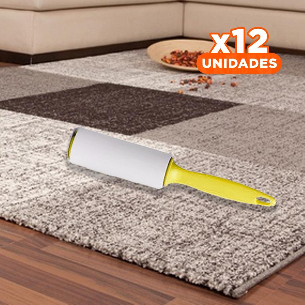 Pack12 Rodillo de Limpieza Manual para Quita Pelusa en Prendas Amarillo Pro Y+Papel Regalo