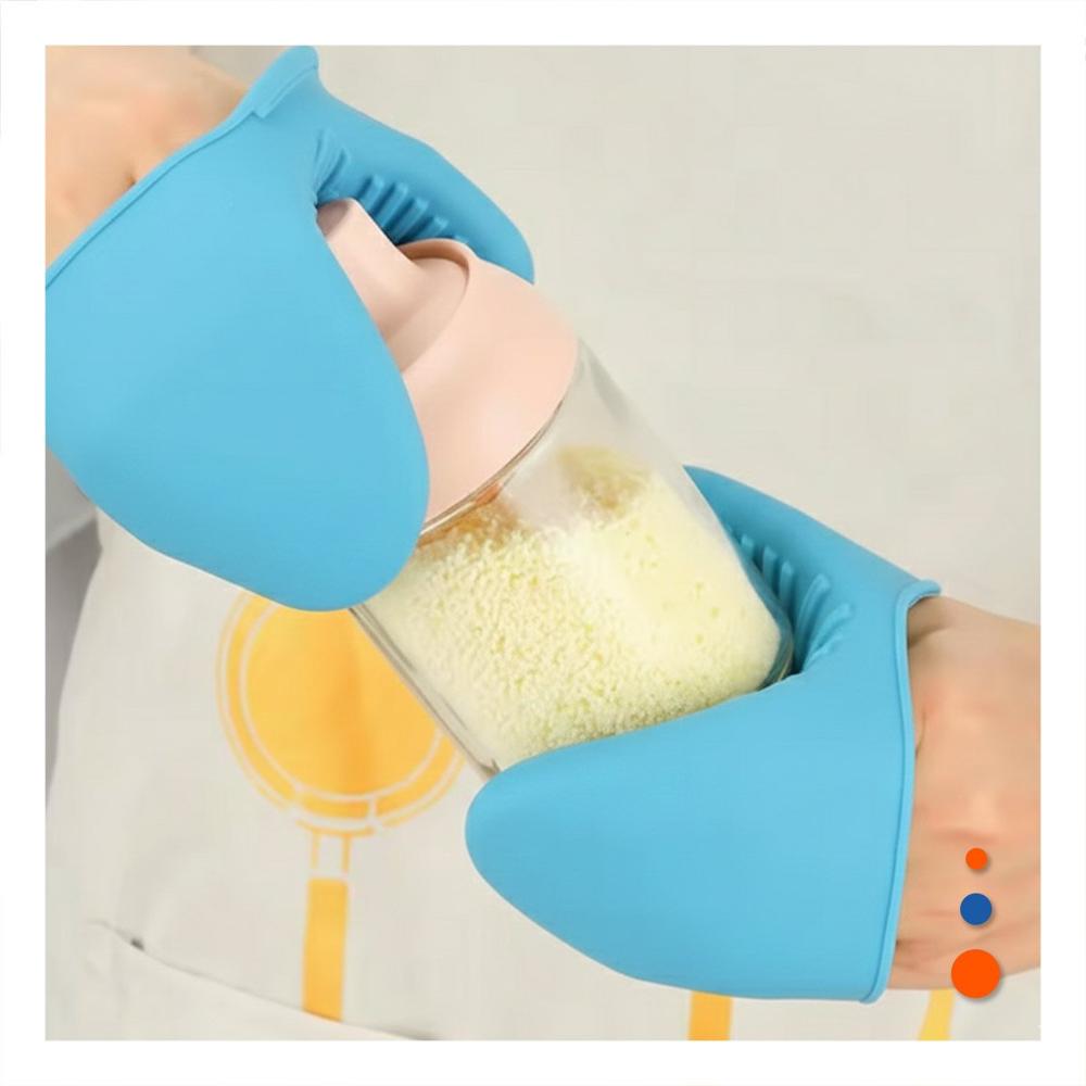 Cubiertos Accesorios de Silicona Celeste para Manipular Alimentos 7,3x9,5cm Y+Regalo Sticker