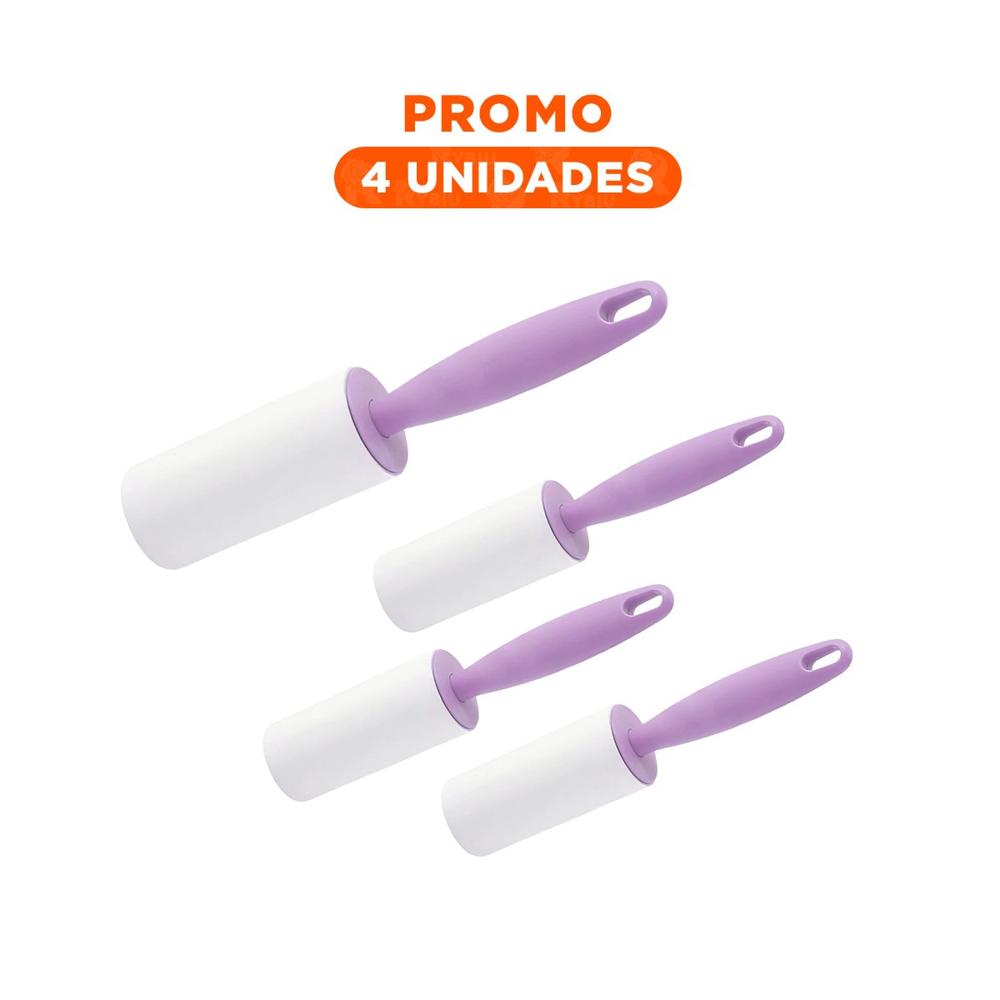 Pack4 Sistema Quita Pelusa en Rodillo Manual para Prendas Lila Plus Y+Regalo Sticker