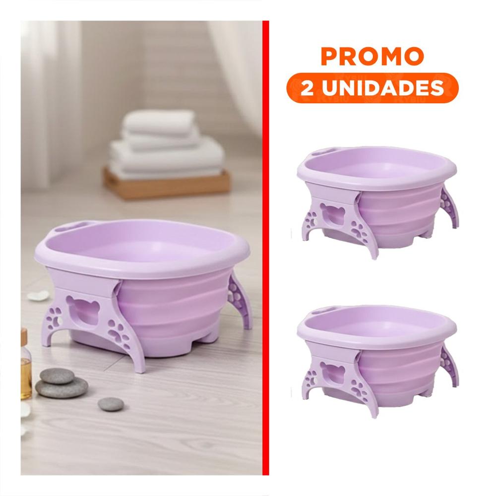 Pack2 Lavadero Portatil con Masajeador de Pies Morado Compacta y Duradera