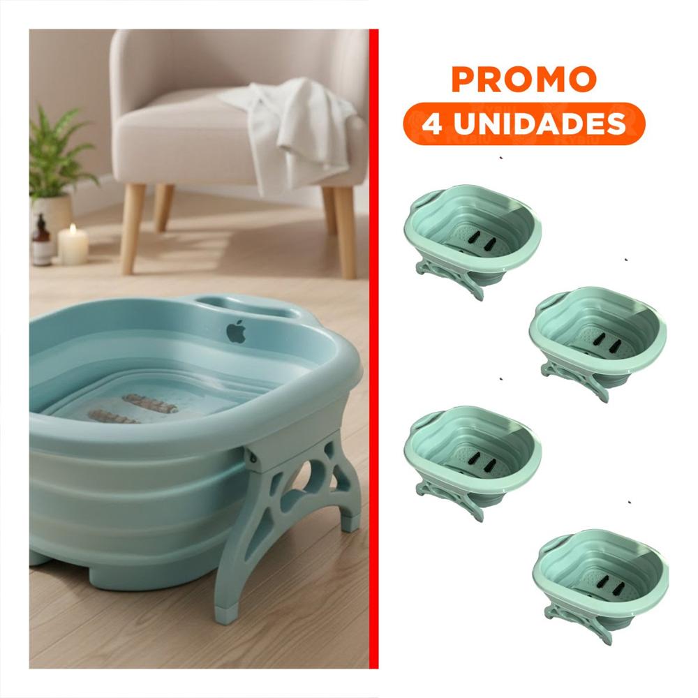 Pack4 Lavadero Portatil con Masajeador de Pies Celeste Compacta y Eficiente Y+Regalo Sticker