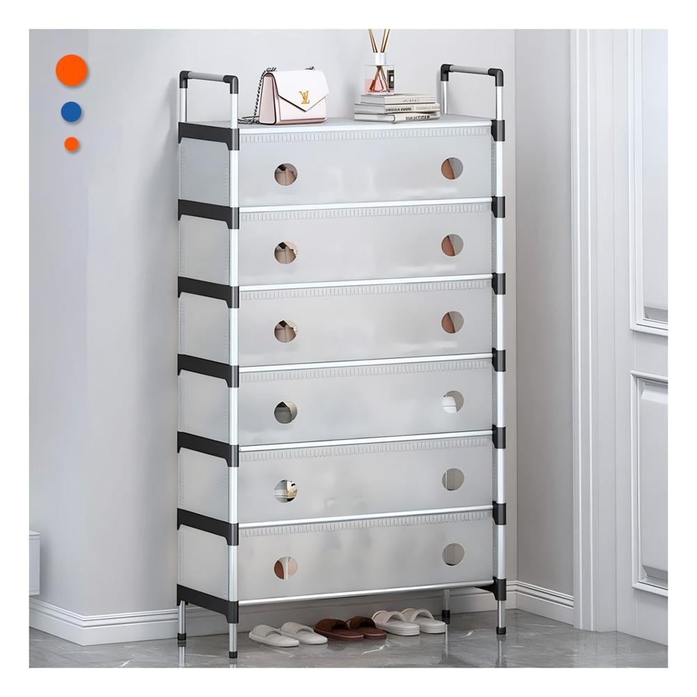 Organizador de Calzado 6 Niveles Todo Cerrado Blanco Transparente Practico Y+Regalo Sticker