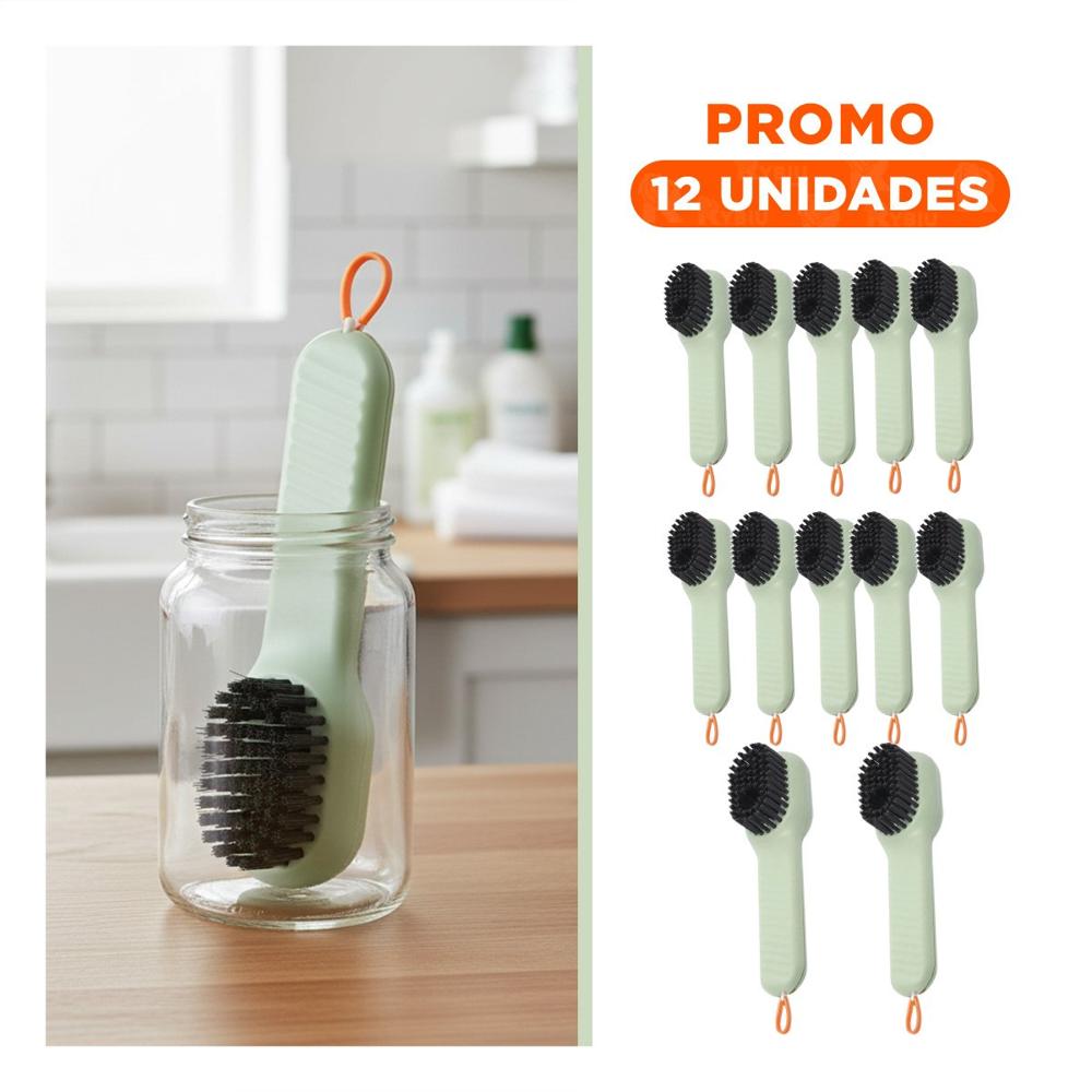 Pack12 Escobilla Dispensadora Multifuncional Resistente para Limpieza Verde Y+Regalo Sticker