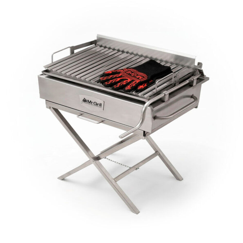 Parrilla Steel Pro Power Con Guantes Protectores de Fuego