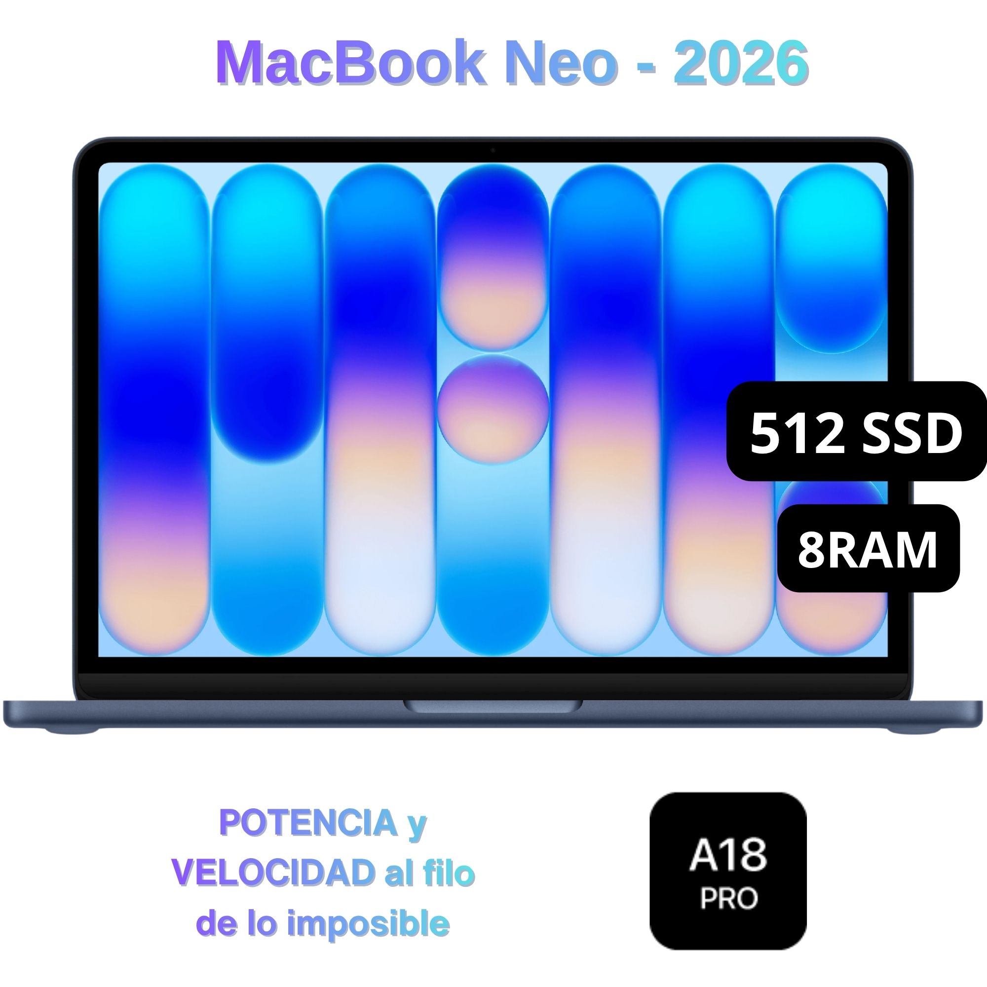 Apple Macbook Neo 2026 de 13'' Chip A18 Pro 8GB RAM 512GB SSD Teclado Inglés - Indigo