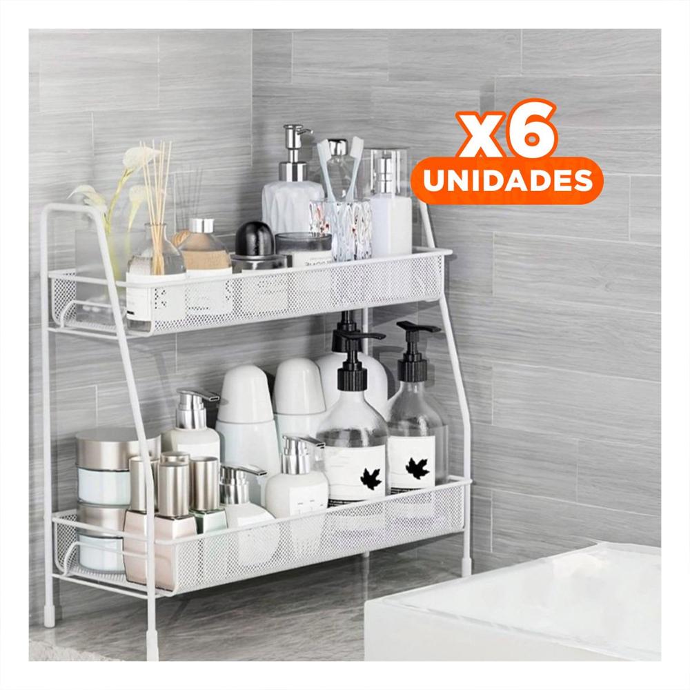 Pack6 Estructura de 2 Niveles Multiuso Versatil y Resistente Blanco Y+Regalo Sticker