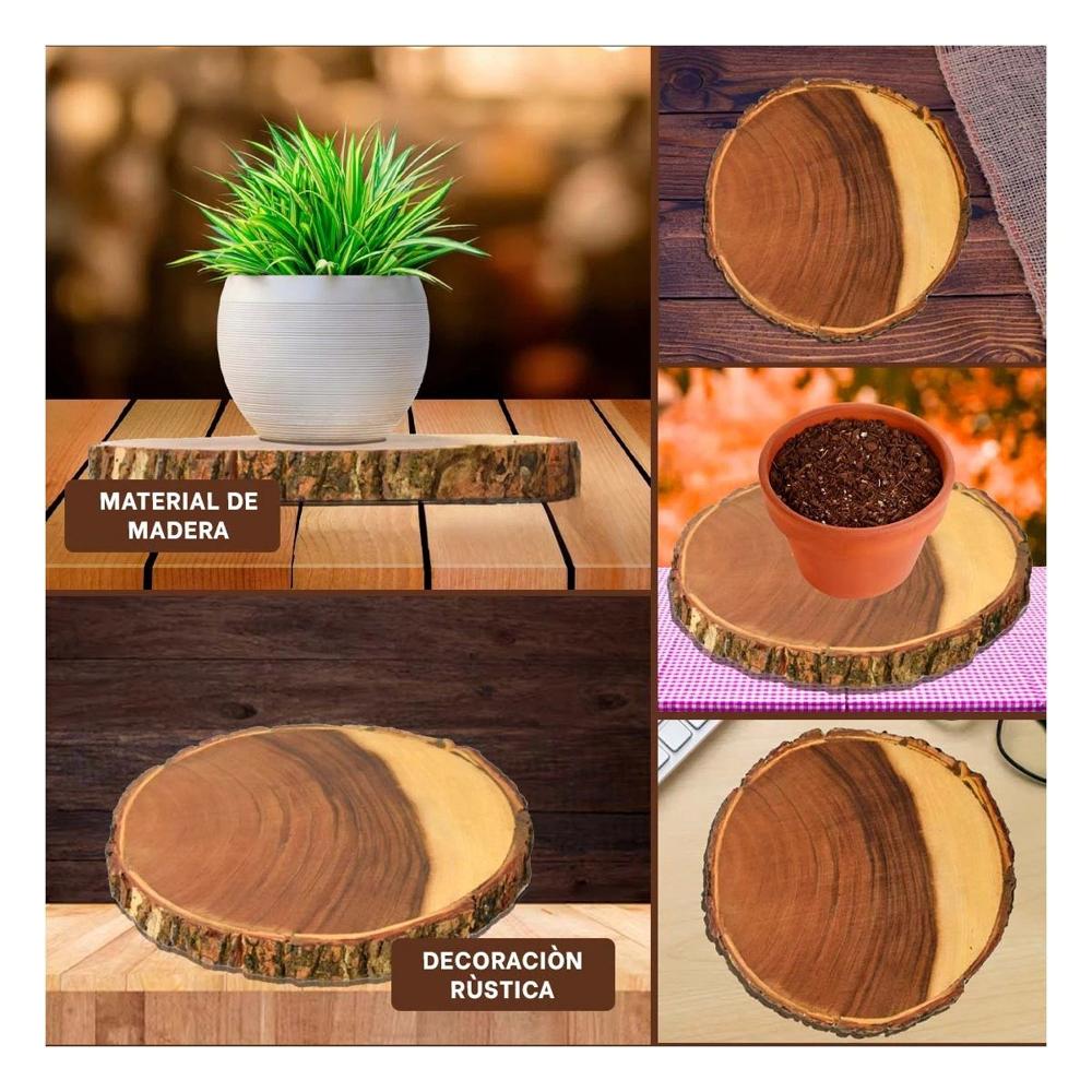 Complemento circular de madera 33cm para decoracion de hogar en mesa auxiliar