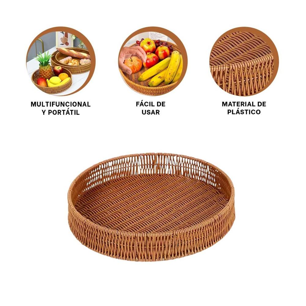 Plato Decorativo Tejido Circular 35cm Marron Orden Personal Diario Extra Y+Ligas Regalo