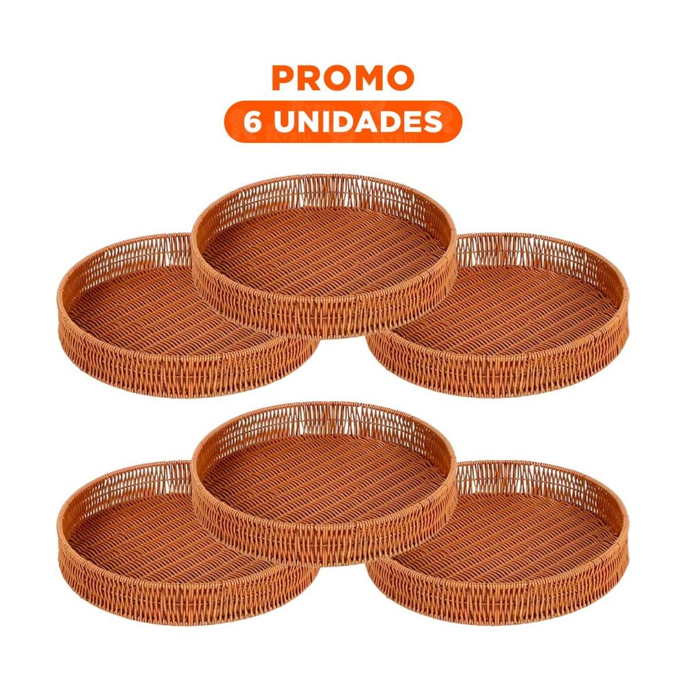 Pack6 Contenedor Decorativo Tejido Circular 26cm Marron Orden Personal Diario Extra