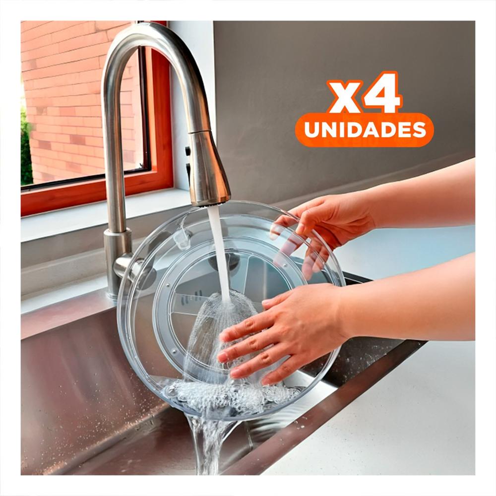 Pack4 Plataforma Giratoria de Almacenamiento 29x3.5cm Cocina Transparente