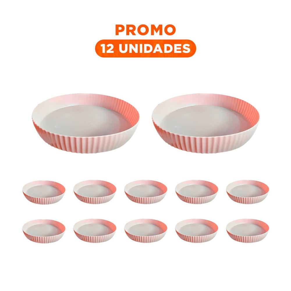 Pack12 Bandeja Para Especias Plastico 30.5x6x30.5cm Uso Diario Rosado Y+Regalo Sticker