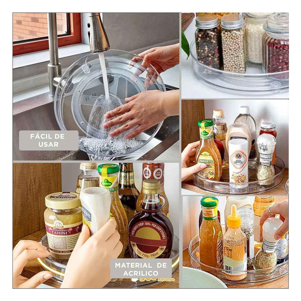 Organizador Giratorio de Almacenamiento 29x3.5cm Cocina Color Transparente