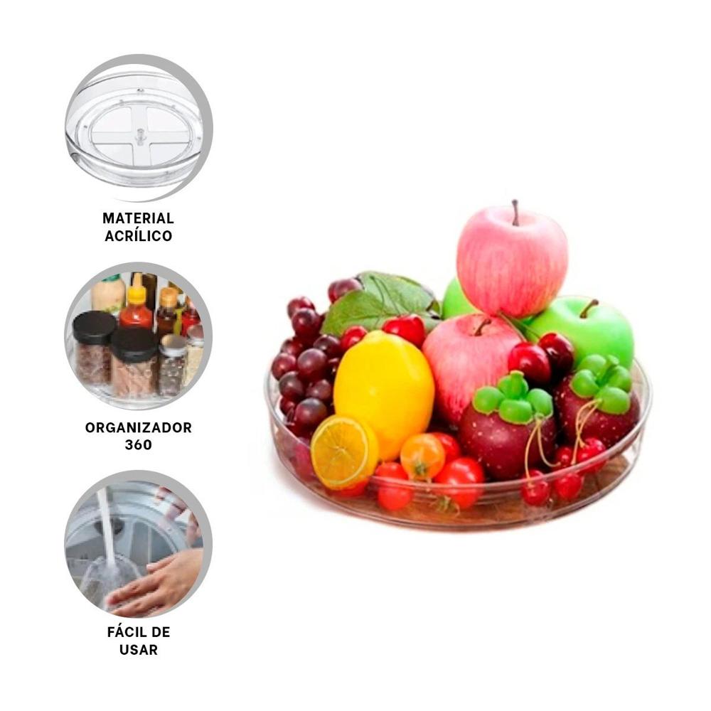 Organizador Giratorio Practico 29x3.5cm para Cocina Transparente Y+Ligas Regalo