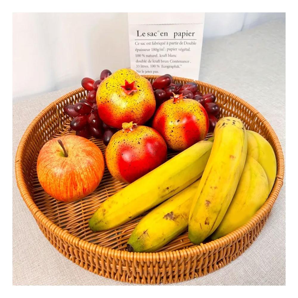 Plato Practico Tejido Circular 30cm Marron Uso Diario Casa Hogar Nuevo Y+Regalo Sticker