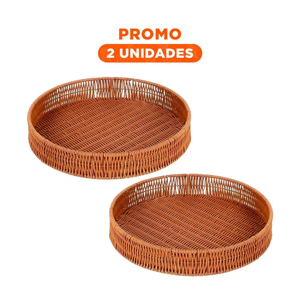 Pack2 Recipiente Practico Tejido Circular 30cm Marron Uso Diario Casa Hogar Nuevo