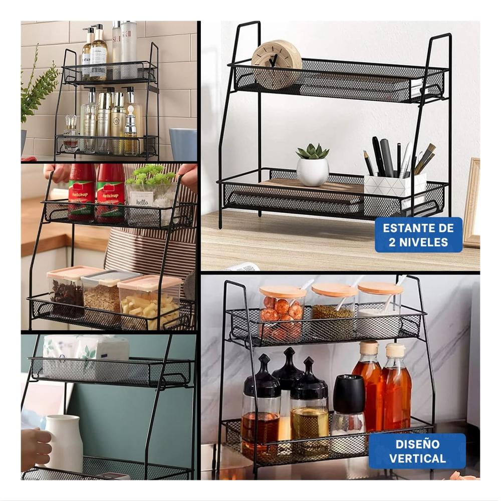Organizador 2 Niveles Multiuso Compacto y Practico para Hogar Seguro Negro
