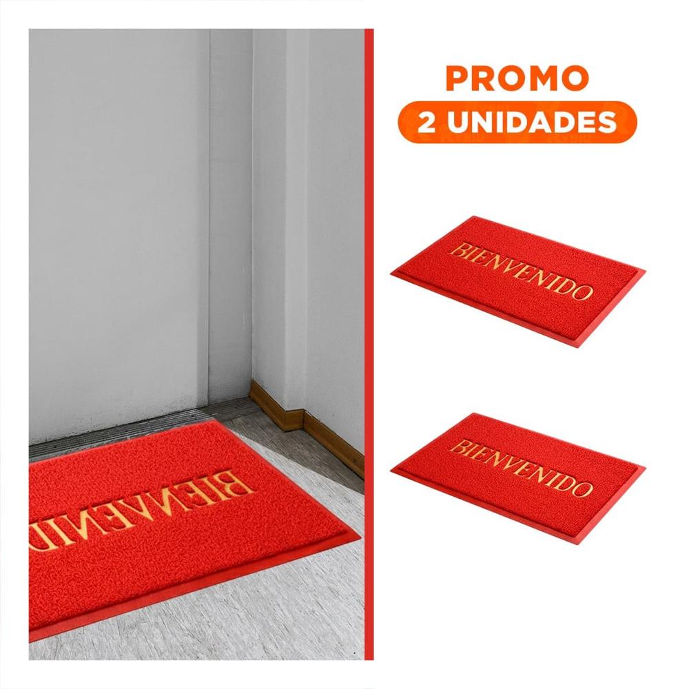 Pack2 Tapiz Rectangular Bienvenido Rojo para Entrada y Zona de Bienvenida