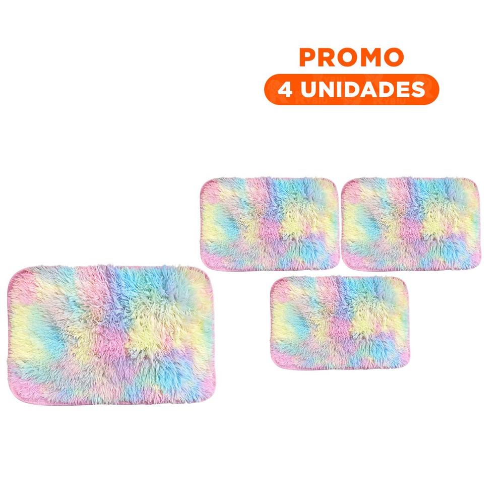 Pack4 Alfombrilla Multicolor Rectangular Dimensiones 40x60cm Peluche Y+Regalo Sticker