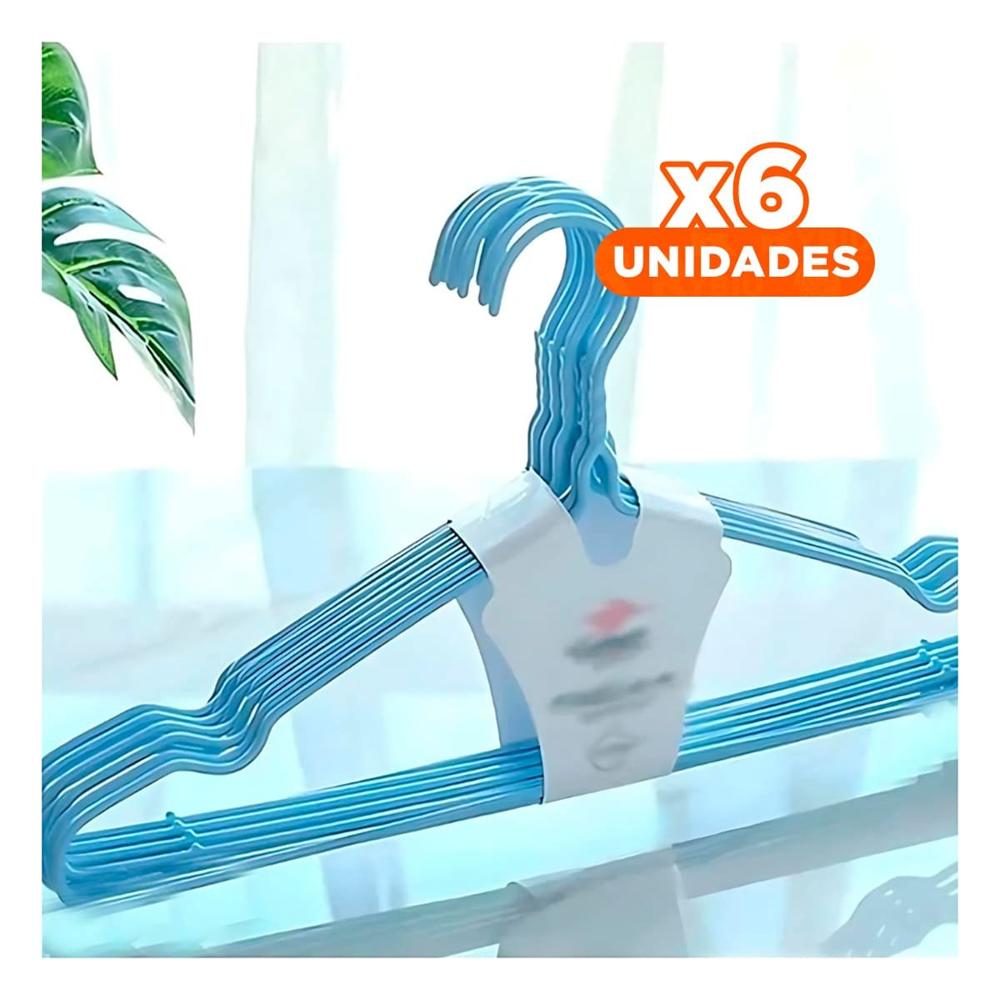 Pack6 Soporte Basico de Plastico Celeste Circulo en Medio de 4 Piezas Prendas Y+Regalo Sticker