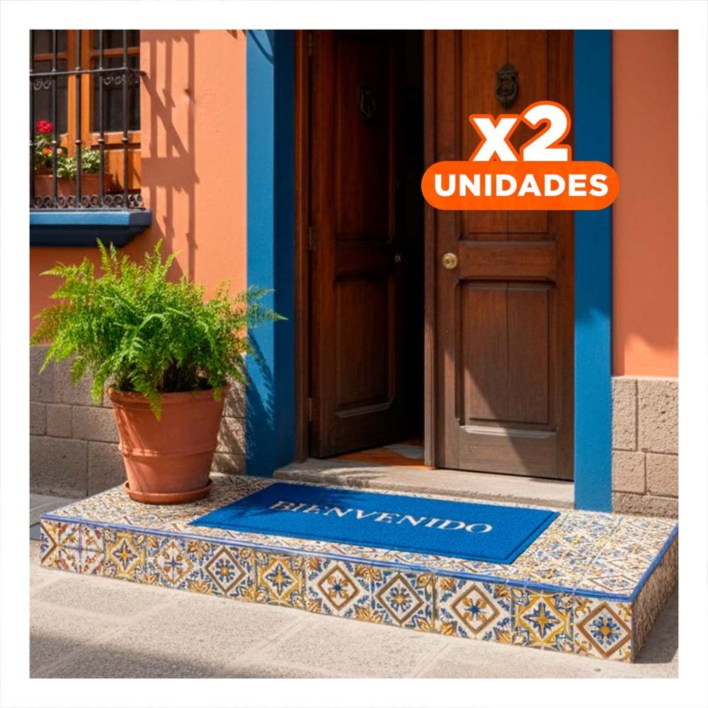 Pack2 Piso Rectangular Bienvenido Negro Moderno y Comodo para Salas Principales Y+Papel Regalo