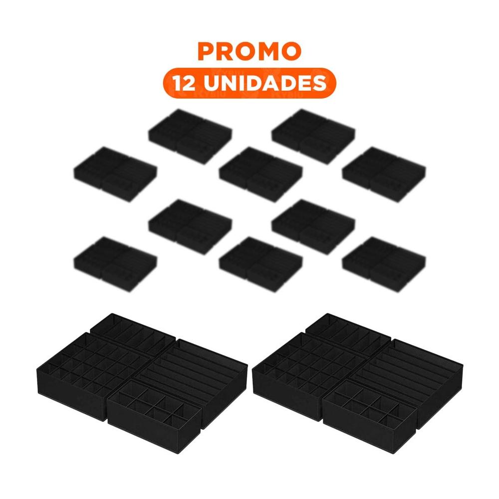 Pack12 Compartimento de Uso Diario para Ropa Interior Negro Y+Regalo Sticker