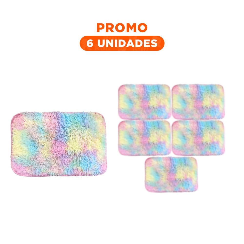 Pack6 Alfombrilla Rectangular con Multicolor Peluche 40x60cm