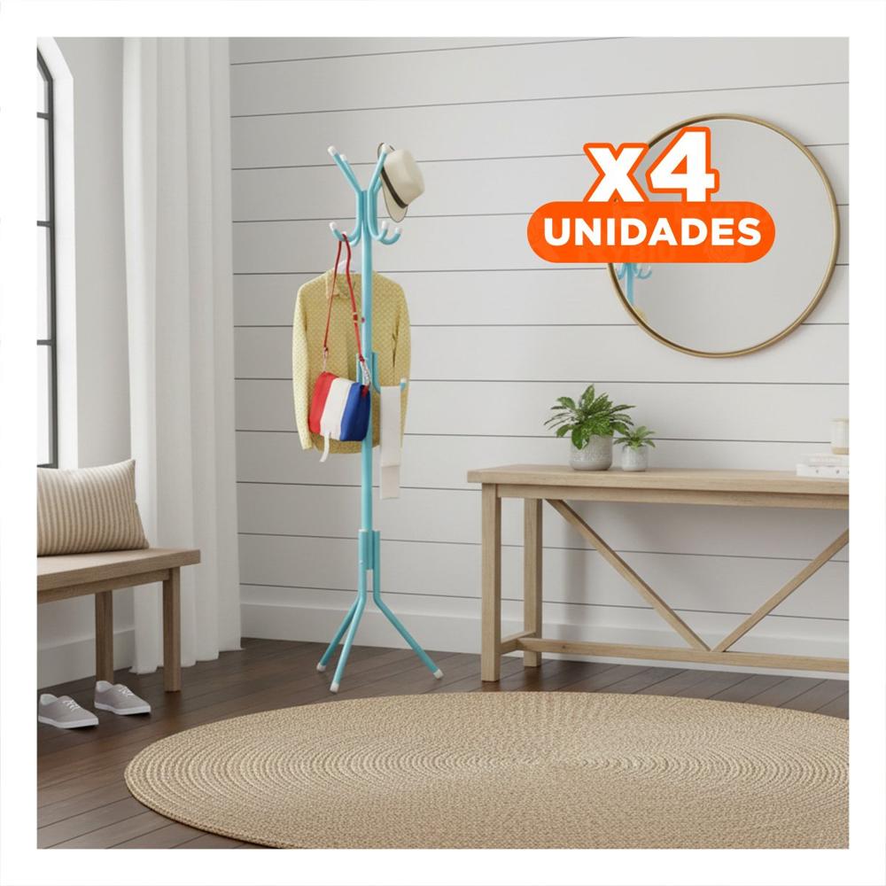 Pack4 Perchero Multiuso 175x45cm para Ropa y Accesorios en Hogar Celeste Y+Papel Regalo