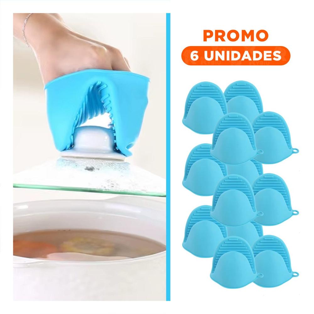Pack6 Manos Accesorios de Silicona Celeste para Cocina y Hogar 7,3x9,5cm