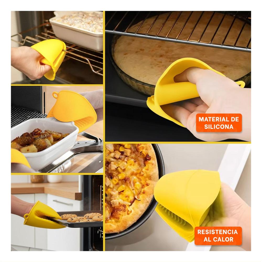 Cubiertos Protectores de Silicona Amarillo para Preparar Comida 7,3x9,5cm