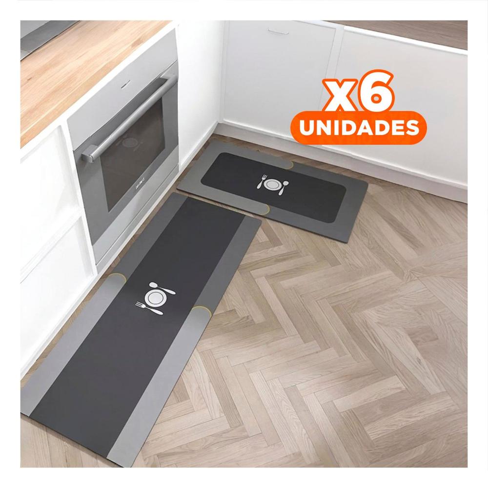 Pack6 Piso Antideslizante para Cocina y Ambientes del Hogar Plomo Y+Regalo Sticker