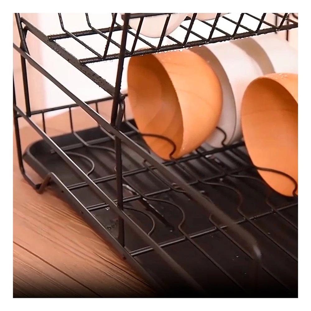 Organizador Negro de Cocina con 2 Niveles y Bandeja Y+Papel Regalo