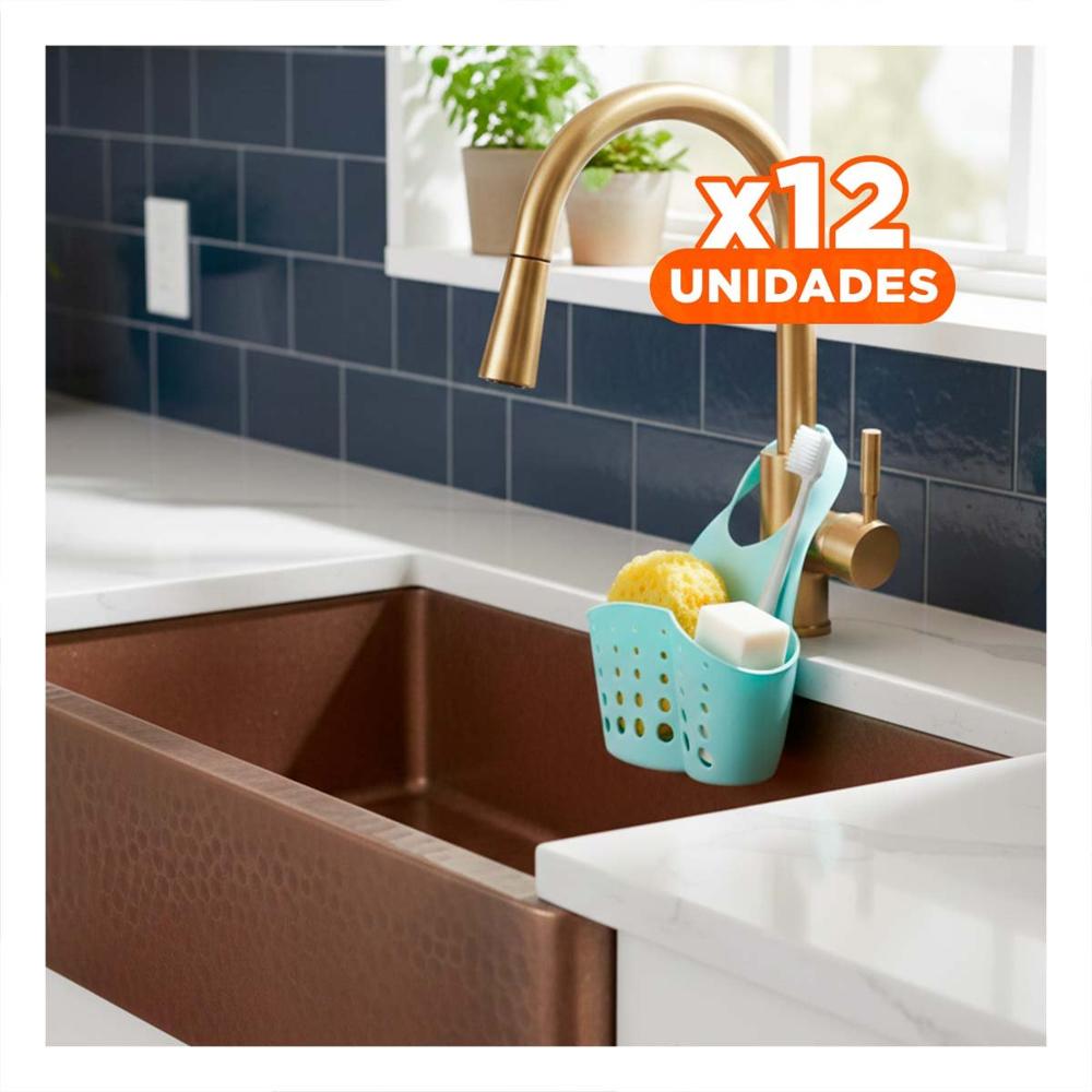 Pack12 Estante Colgante Celeste Practica Organizacion para el Hogar 19x15cm Y+Papel Regalo