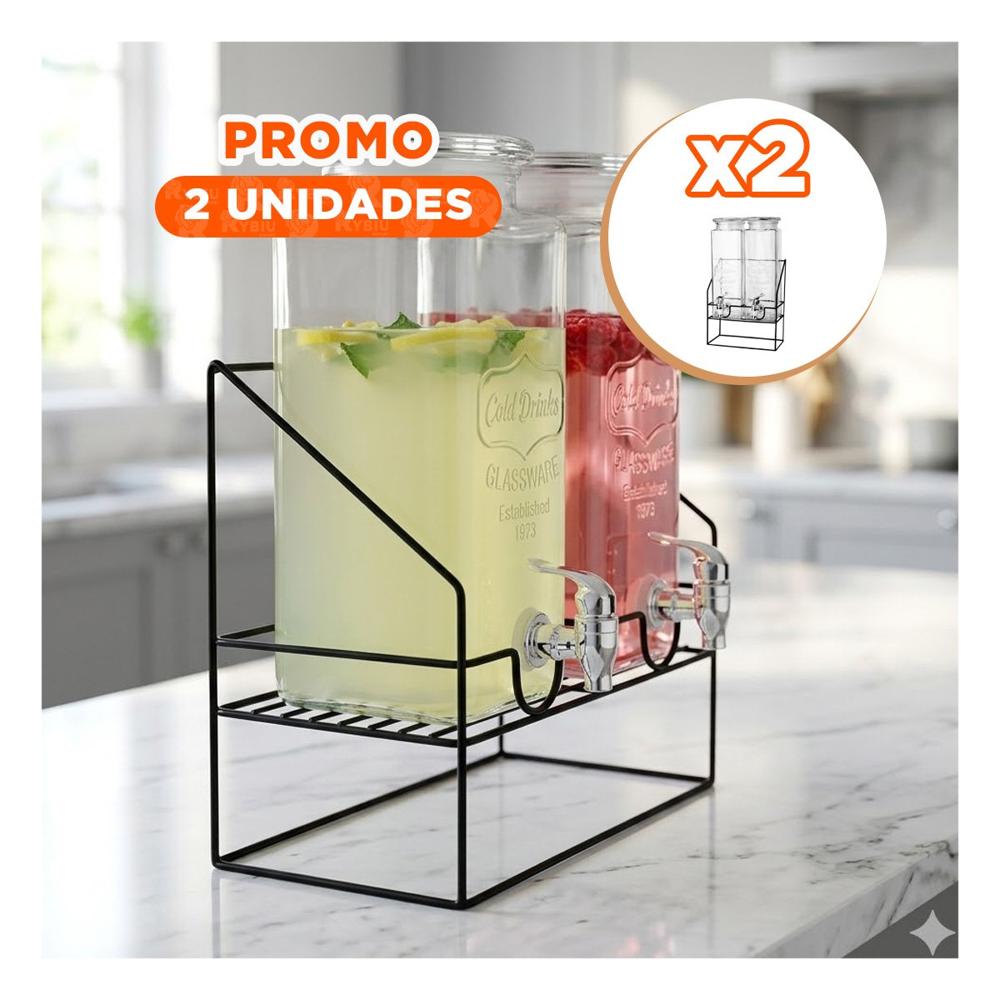 Pack2 Recipiente Doble Bebida 2,2L Transparente para Reuniones y Fiesta Y+Regalo Sticker