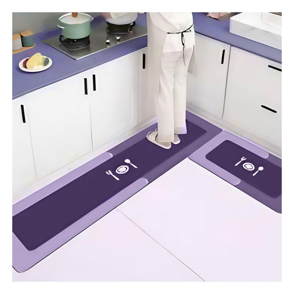 Tapete de Piso Antideslizante con Base Segura para Cocina Morado Y+Papel Regalo