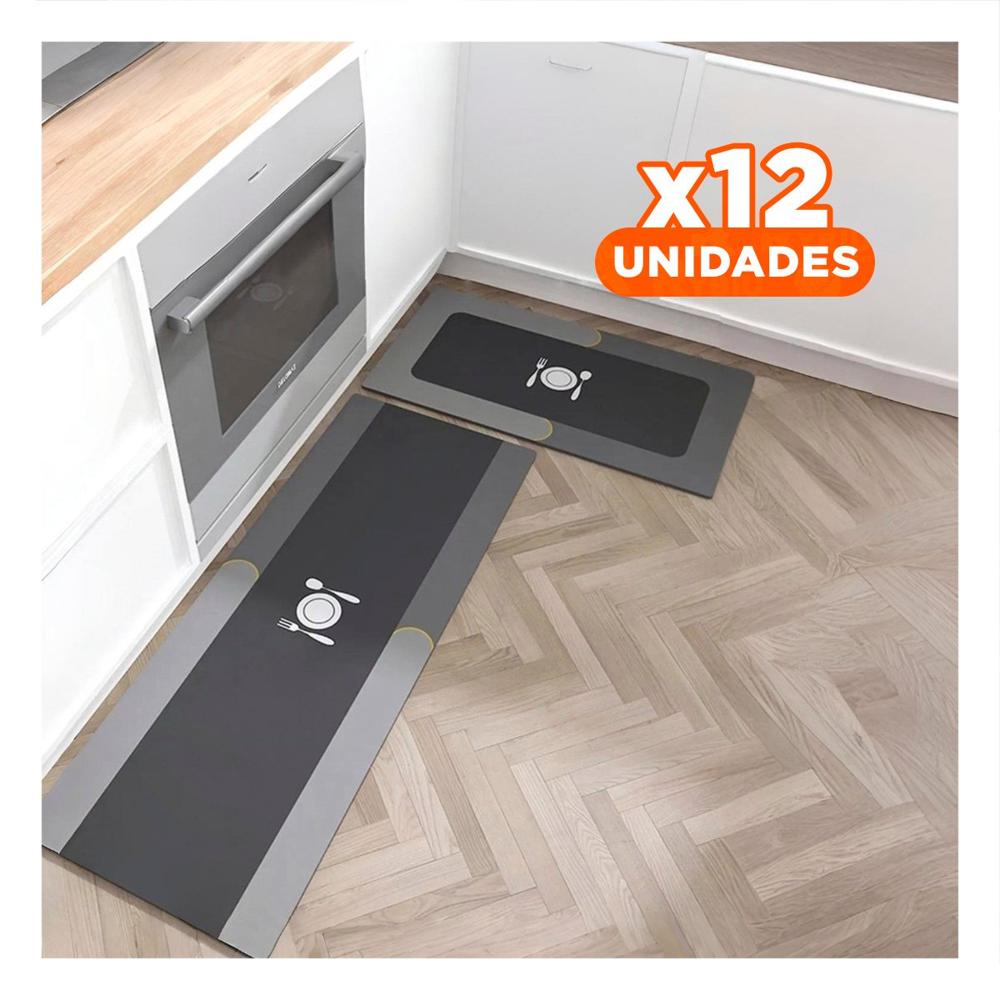 Pack12 Alfombra Practica Antideslizante de Piso para Cocina y Casa Celeste Y+Papel Regalo