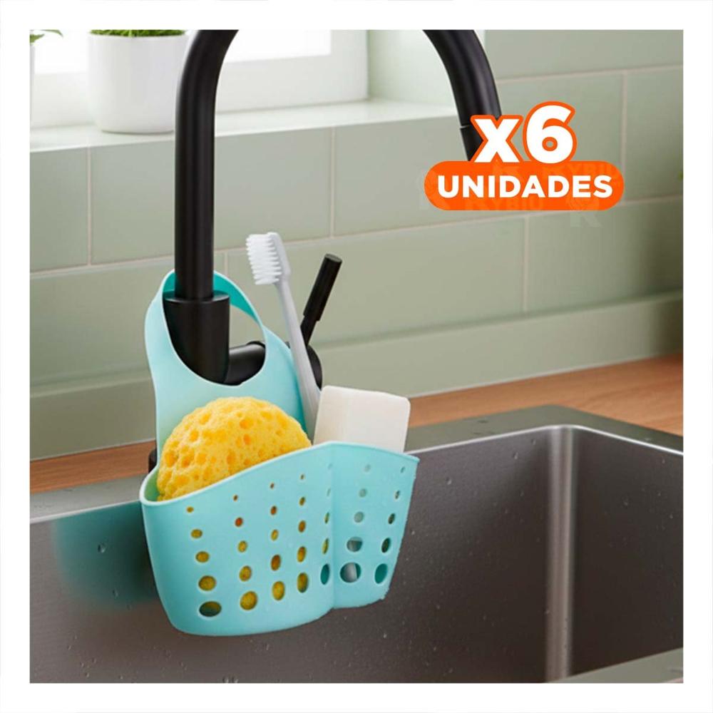 Pack6 Estante Colgante Celeste para Organizar Esponjas y Productos19x15cm Y+Regalo Sticker