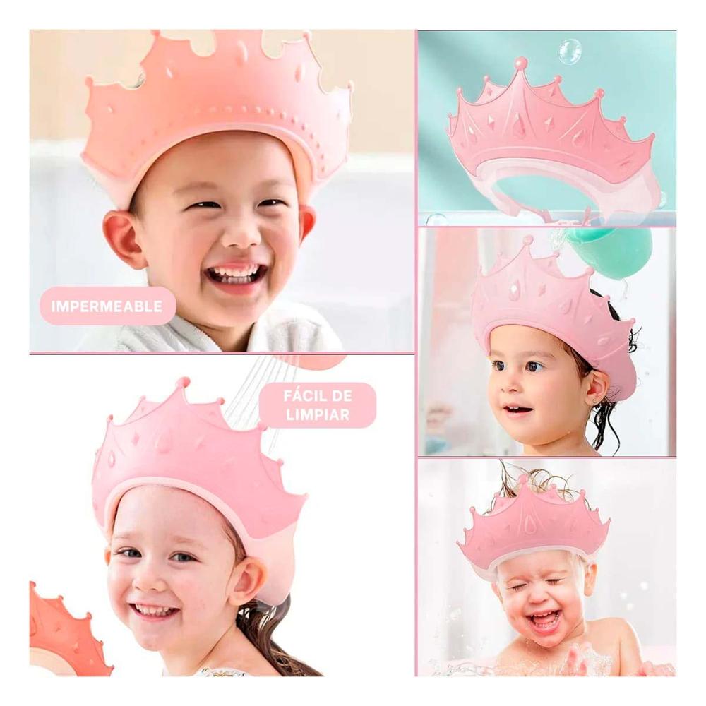 de Ducha Infantil Ajustable Tipo Gorro en Rosado