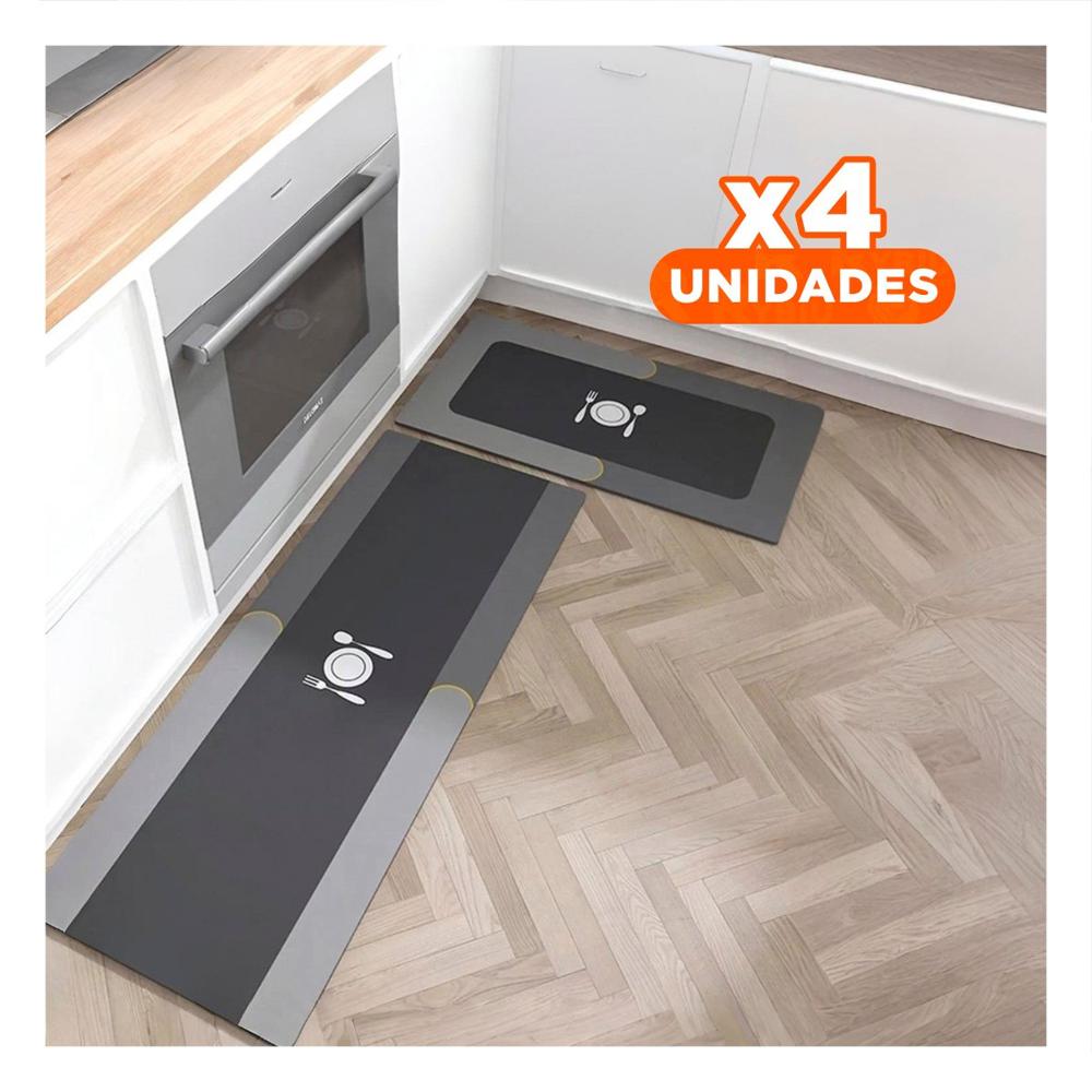 Pack4 Base de Piso Antideslizante para Cocina y Ambientes del Hogar Celeste Y+Papel Regalo