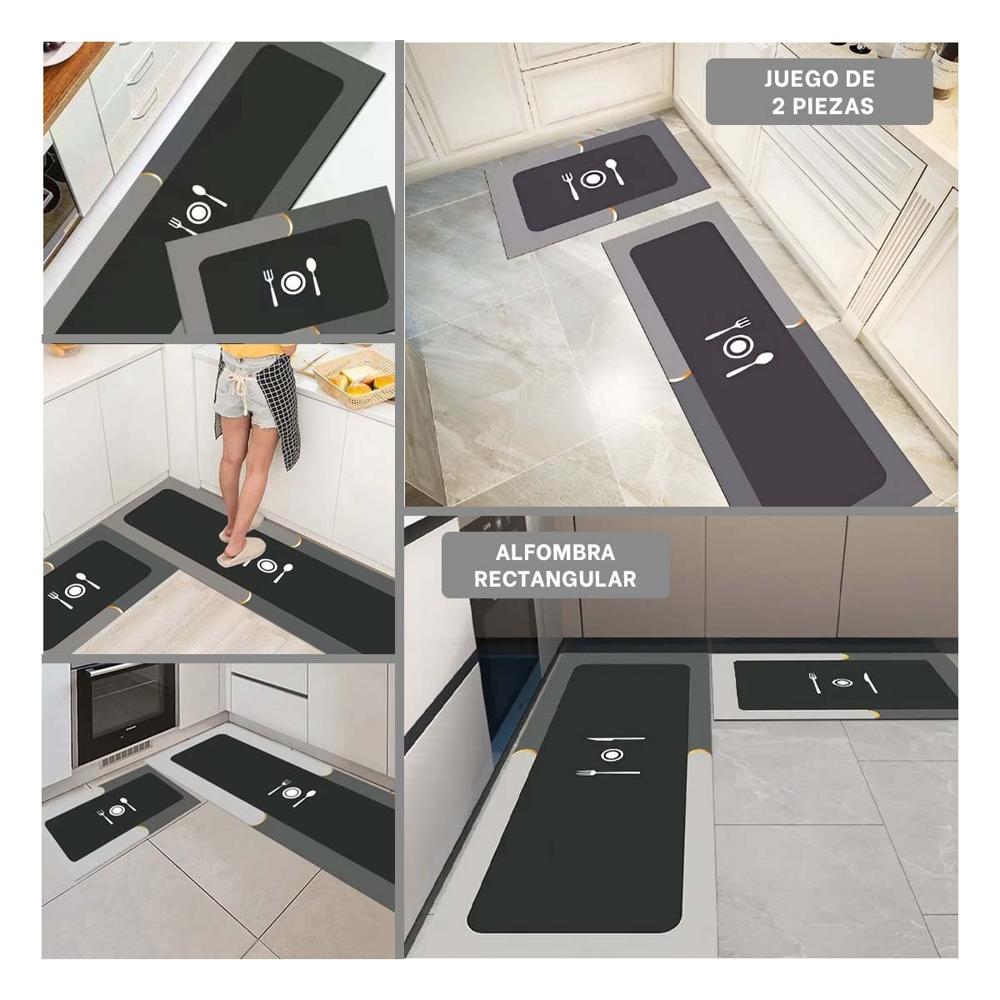 Alfombra de Piso con Superficie Antideslizante para Cocina y Ambientes del Hogar Plomo