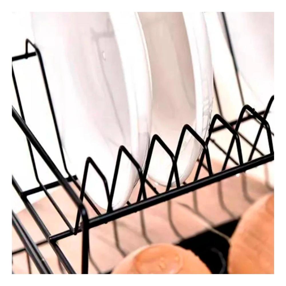 Organizador de Platos con Estructura de 2 Niveles Negro Y+Regalo Sticker