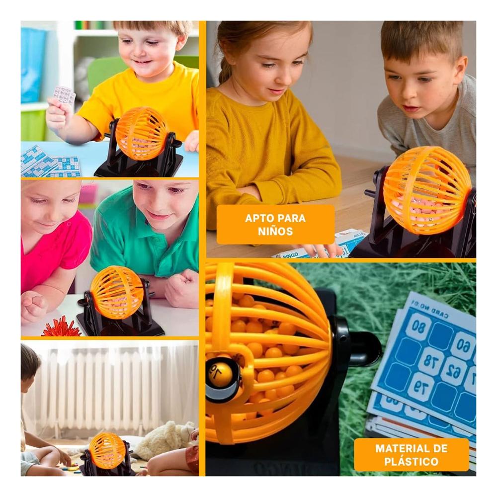 Didactico Bingo Lotto 90 Numeros con 12 Cartas Rojo para Juegos Compartidos Y+Post It