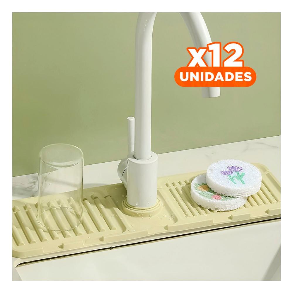 Pack12 Tapete Practico de Piso Antideslizante para Cocina Verde