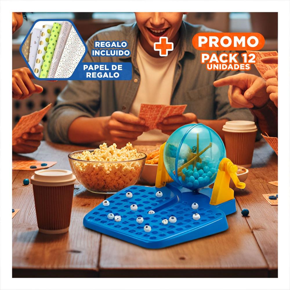 Pack12 Experiencia de Mesa con 90 Numeros y 48 Cartas Celeste para Casa Y+Papel Regalo