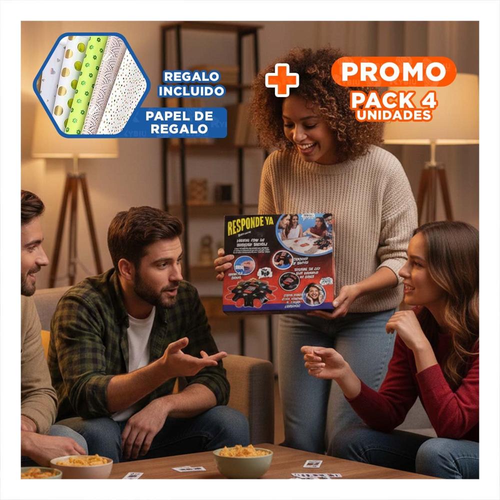 Pack4 Dinamica Moderna de Mesa Negro para Compartir en Casa con Amigos Y+Papel Regalo