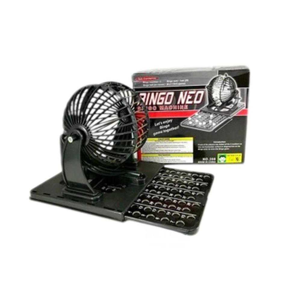 Diversion Tradicional de Bingo Neo Grande Plastico y Metal Negro para Familia Y+Papel Regalo