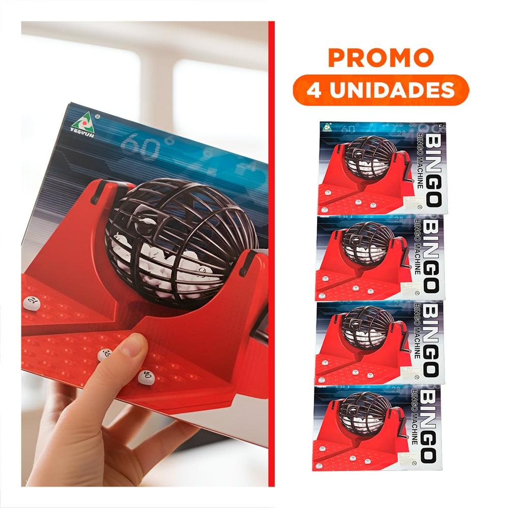 Pack4 Producto de Bingo Machine Rojo para Actividades Recreativas en el Hogar Y+Regalo Sticker