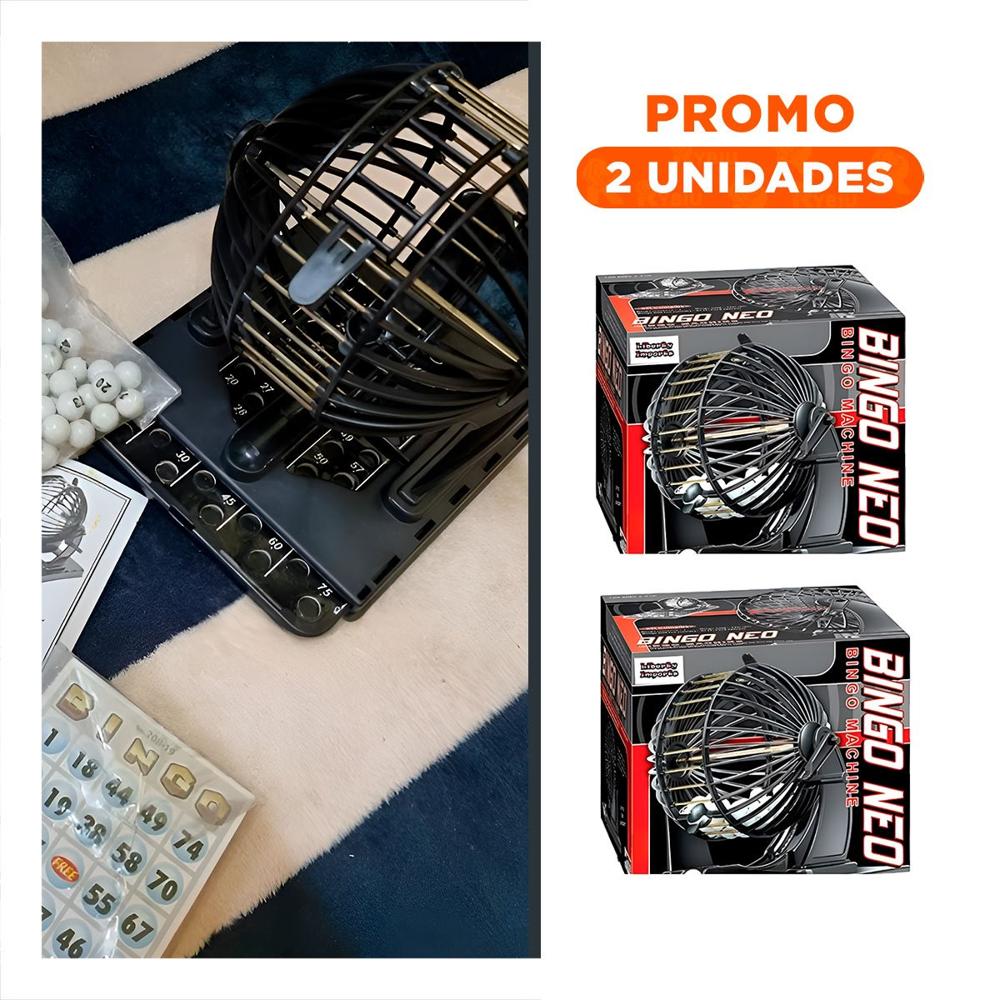Pack2 Pasatiempo de Mesa Bingo Neo Grande Plastico y Metal Negro para Familia