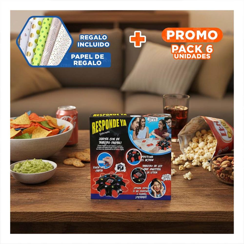 Pack6 Formato Moderno de Mesa Negro para Compartir Momentos en Casa Y+Papel Regalo