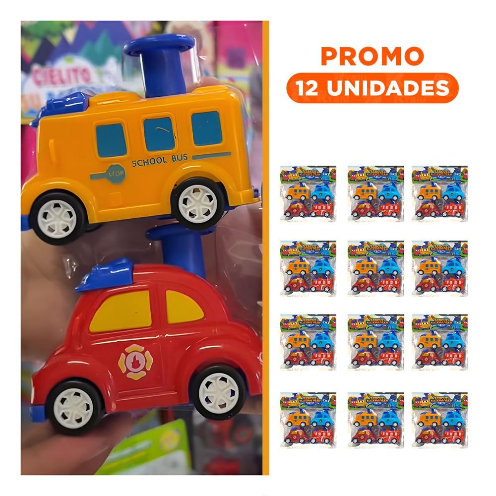 Pack12 Brigada de Carro de Rescate 4 Piezas Multicolor para Juego Interactivo Y+Regalo Sticker