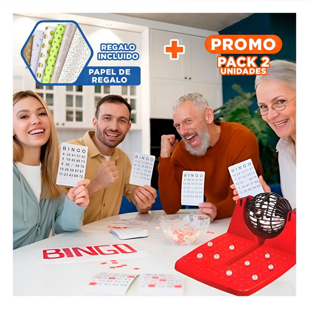 Pack2 Sistema de Bingo Machine Rojo para Diversion Social Y+Papel Regalo